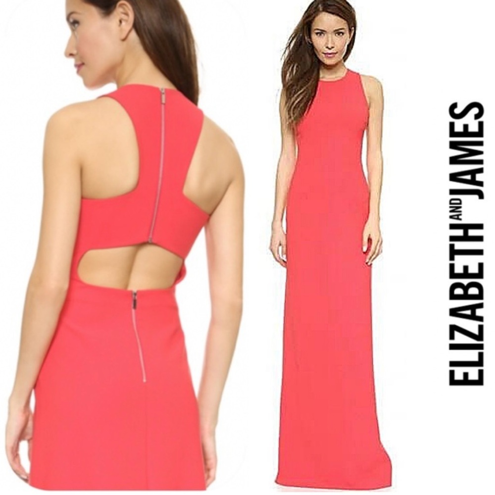 Elizabeth & James Yasmin Pink Razor Back Cutout Gown Size 4 $695 Retail